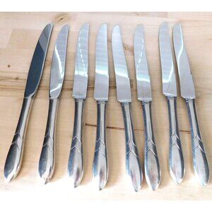 Lot of 8 Oneida Community Lady Hamilton Stainless Dinner Knives 9.75" Knife